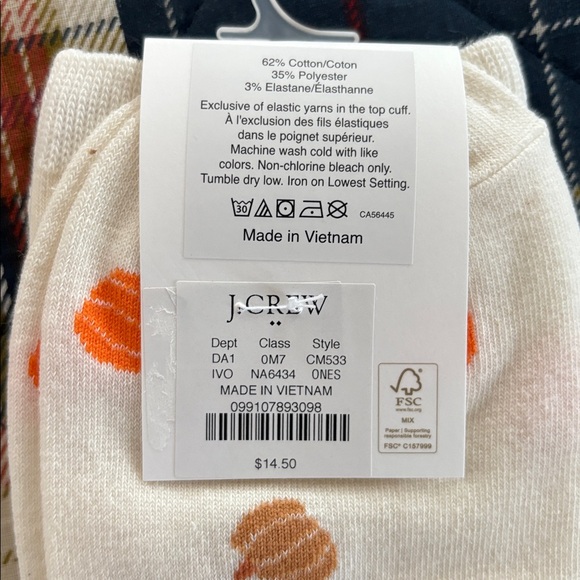 J. Crew Women’s White Socks with Orange and Brown Pumpkin Design - Picture 3 of 4